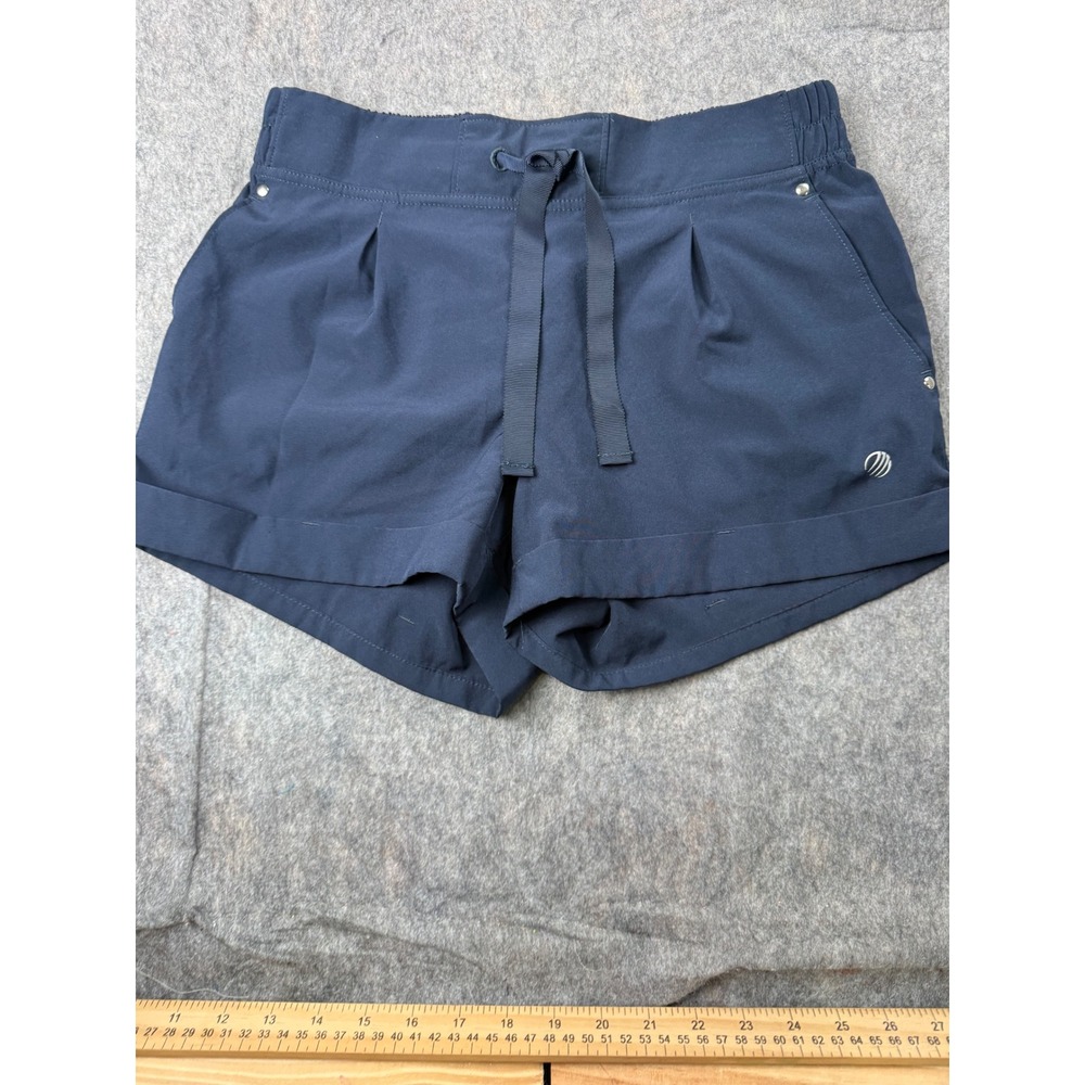MPG Sport Women Navy Blue Active Hiking Shorts Size S‎ Drawstring Pleated Cuffed